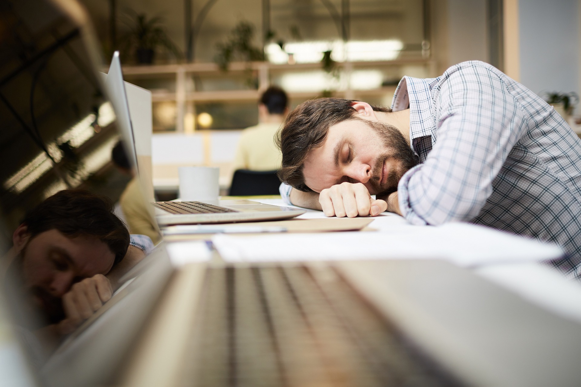 Busy professional asleep as he needs to get fit and healthy